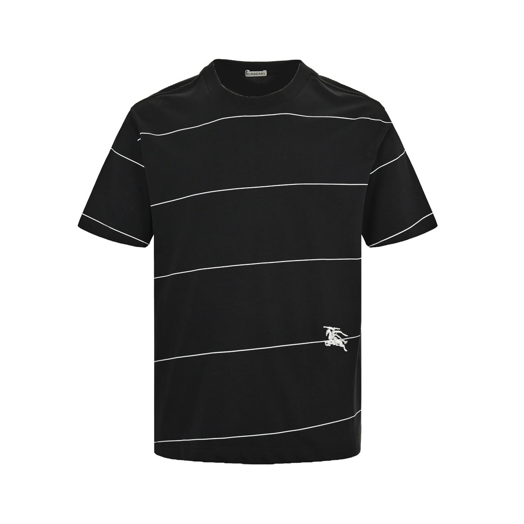 Striped and horse logo embroidered short sleeves