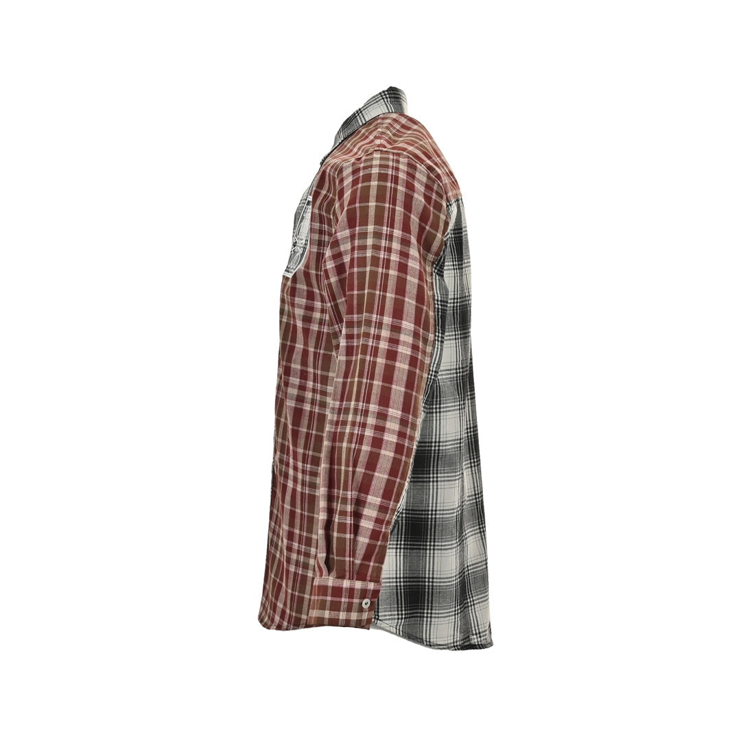 plaid panel long sleeve shirt