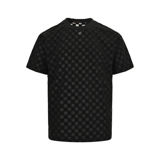 flocked checkerboard short sleeves