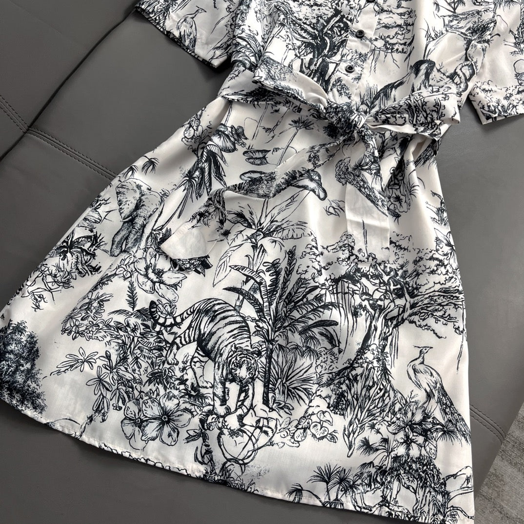 Printed pattern short sleeve dress