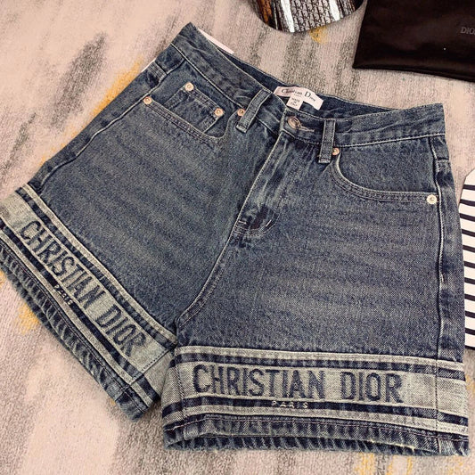 Retro distressed denim shorts