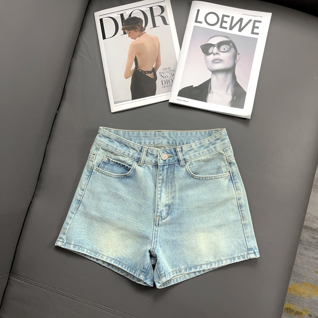 Denim shorts with cutout letters