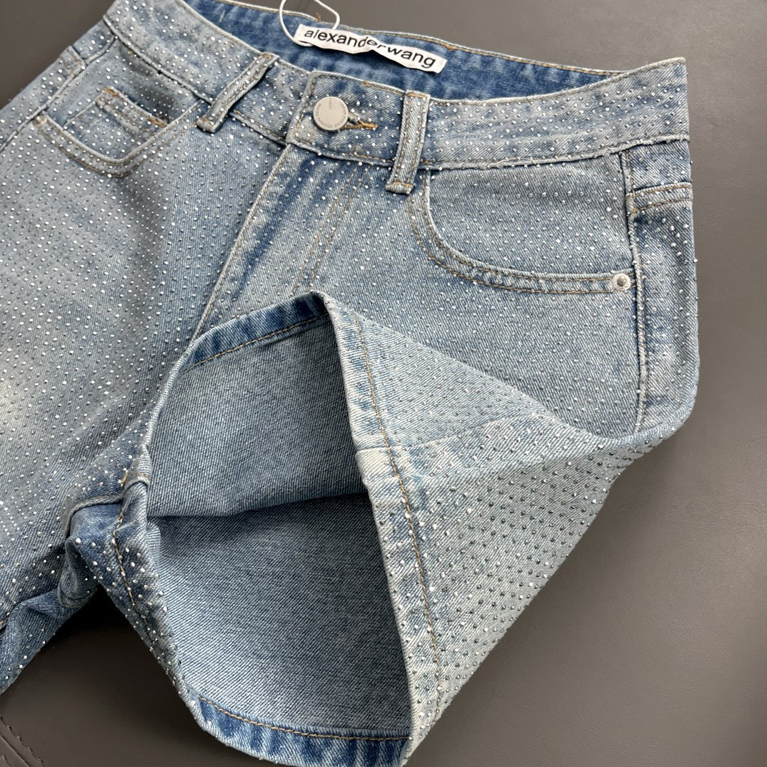 Diamond denim shorts