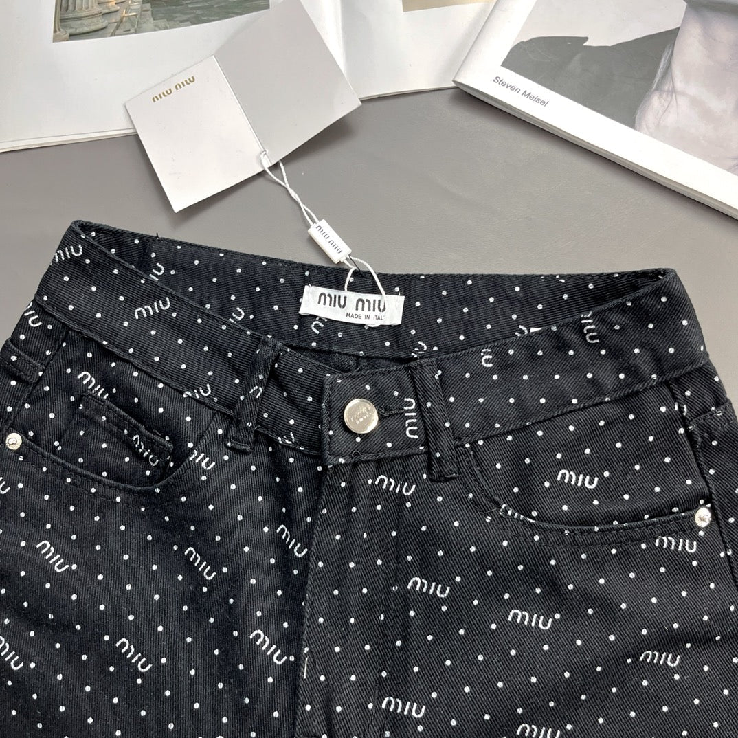 Polka dot logo lettering jeans