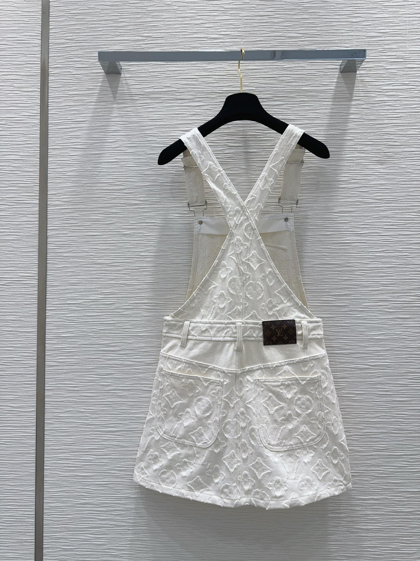 White Raw Edge Suspender Skirt