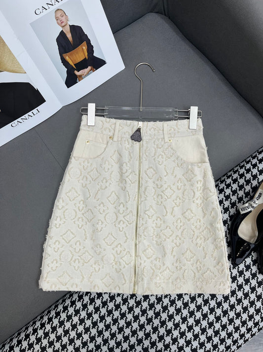 Old fashioned jacquard denim skirt