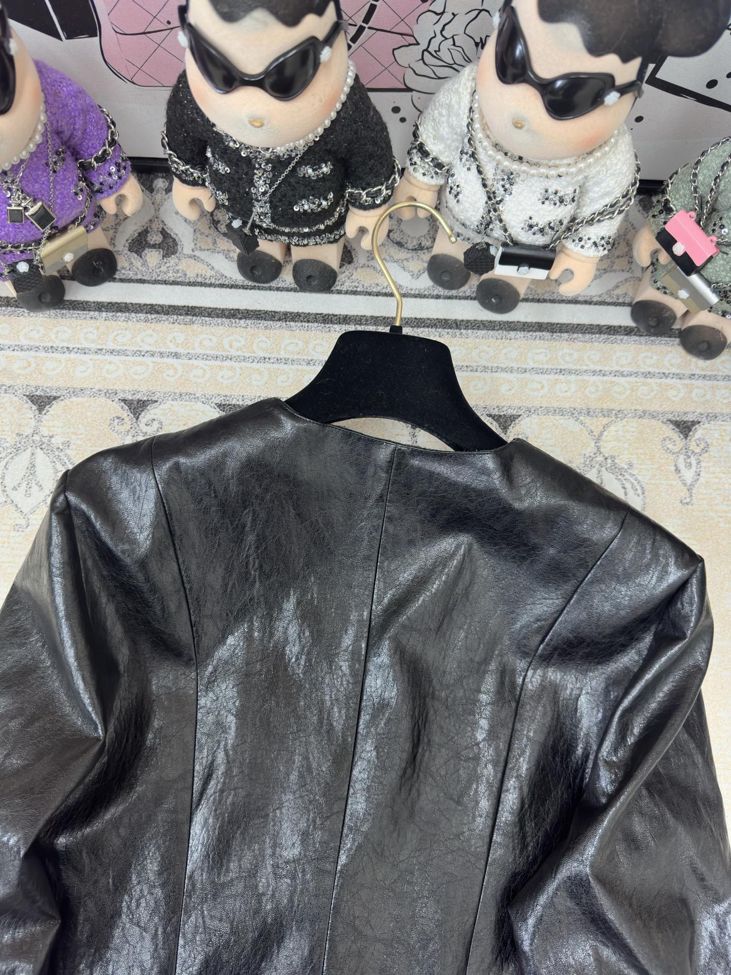 V-neck leather jacket