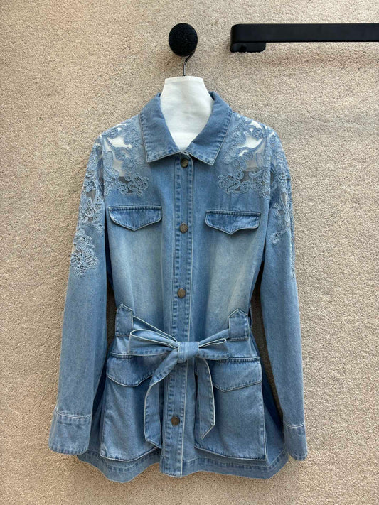 New arrival lace patchwork denim jacket