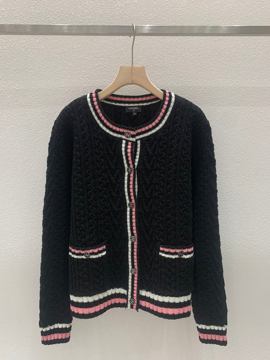 Braided Crewneck Cardigan