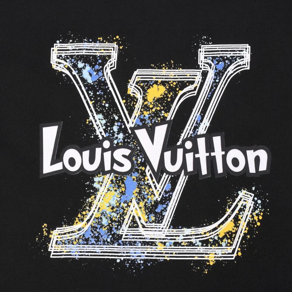 Letter printing + overlapping color inkjet printing pattern T-shirt