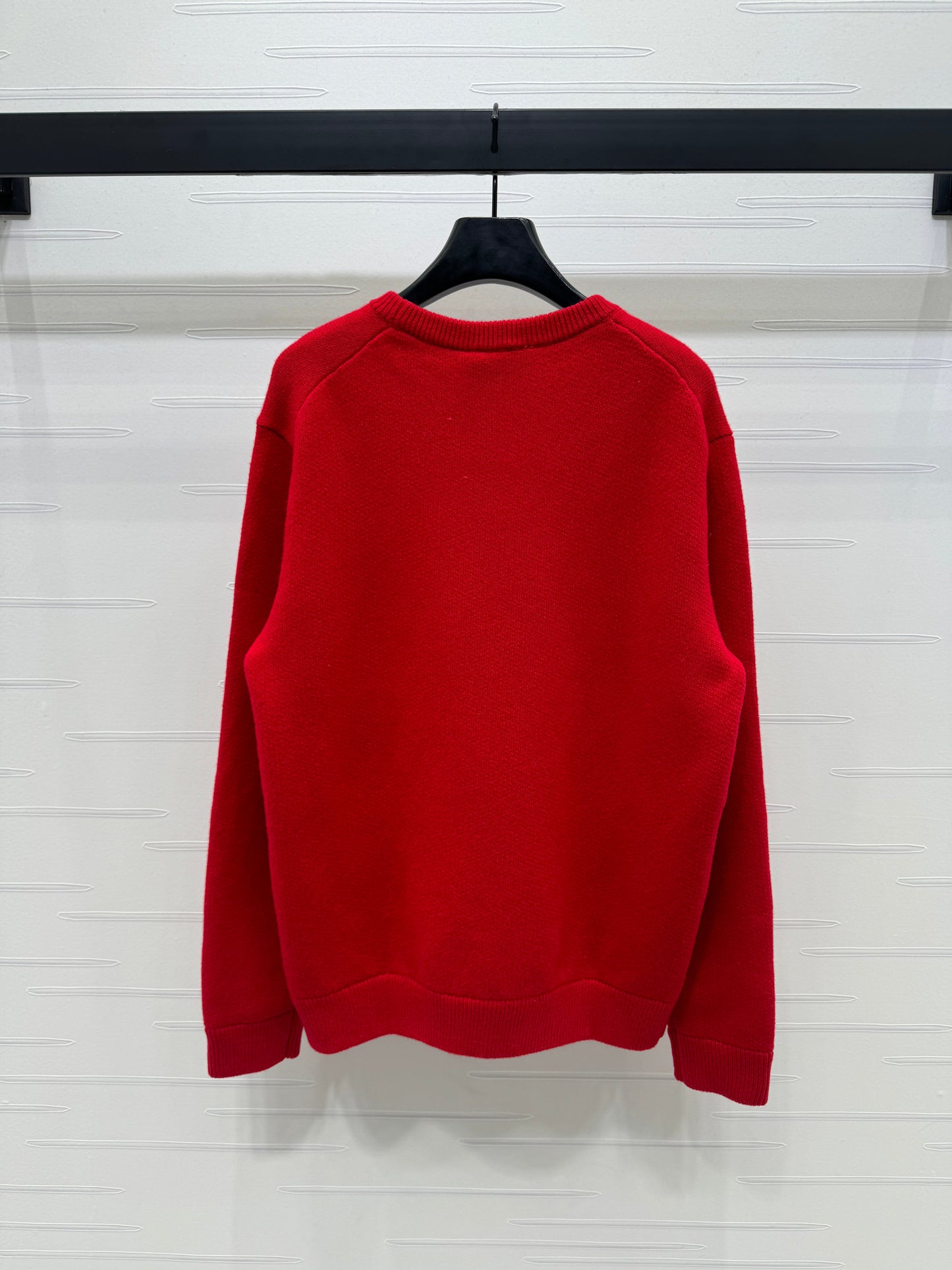 Letter embroidered round neck pullover sweater