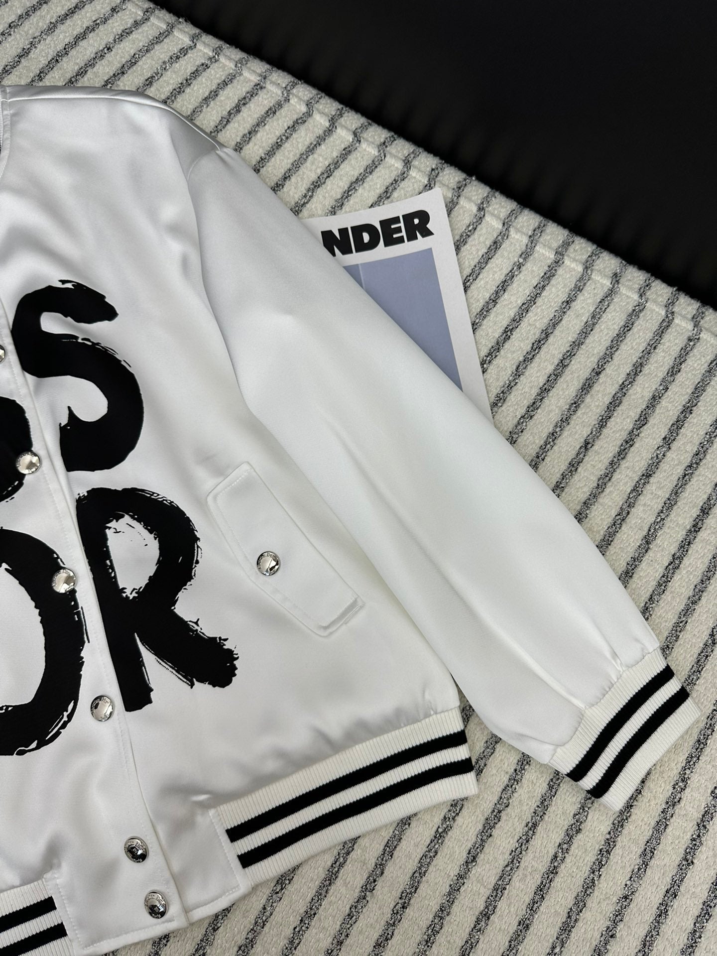 Fashionable baseball jacket with printed logo