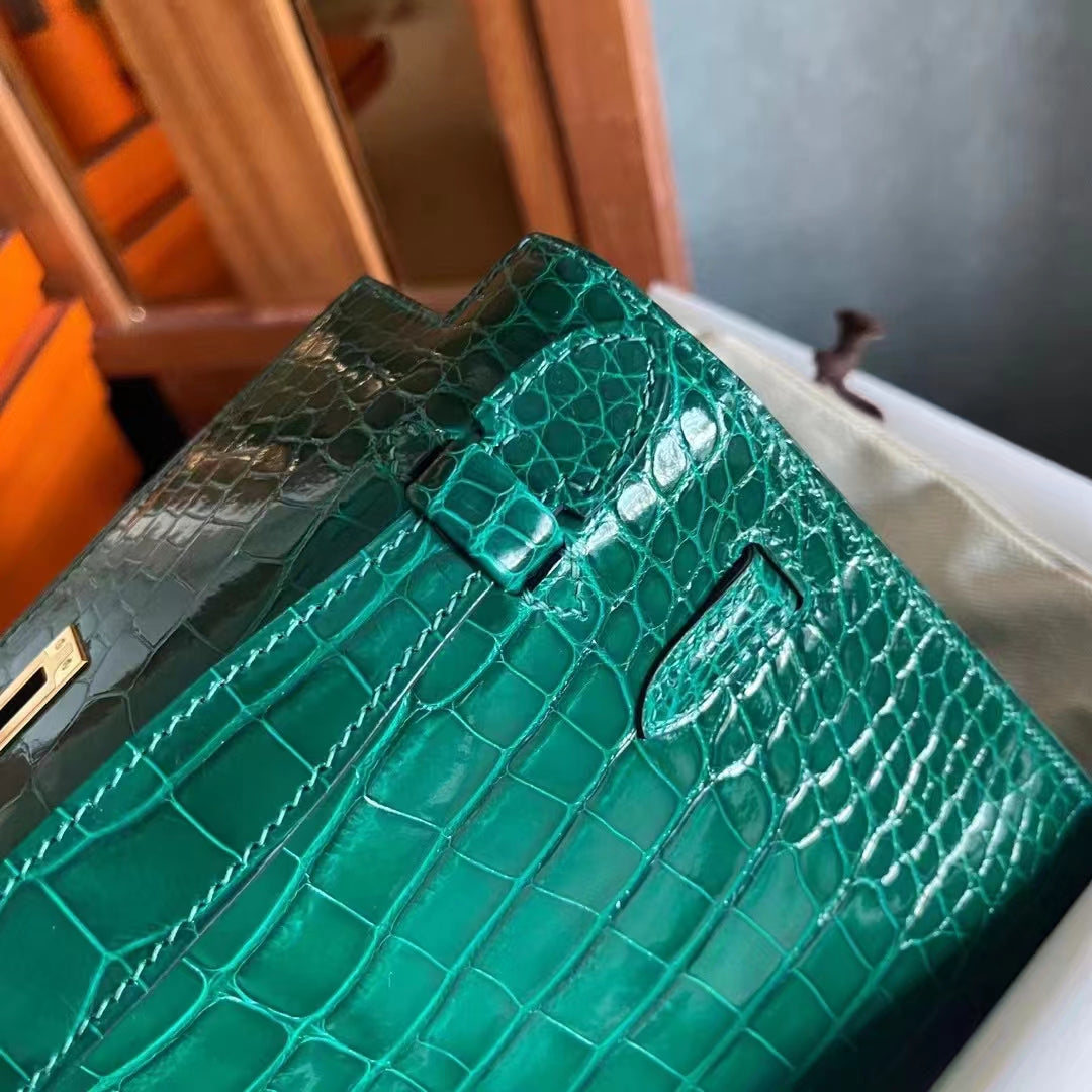 Imperial green crocodile leather