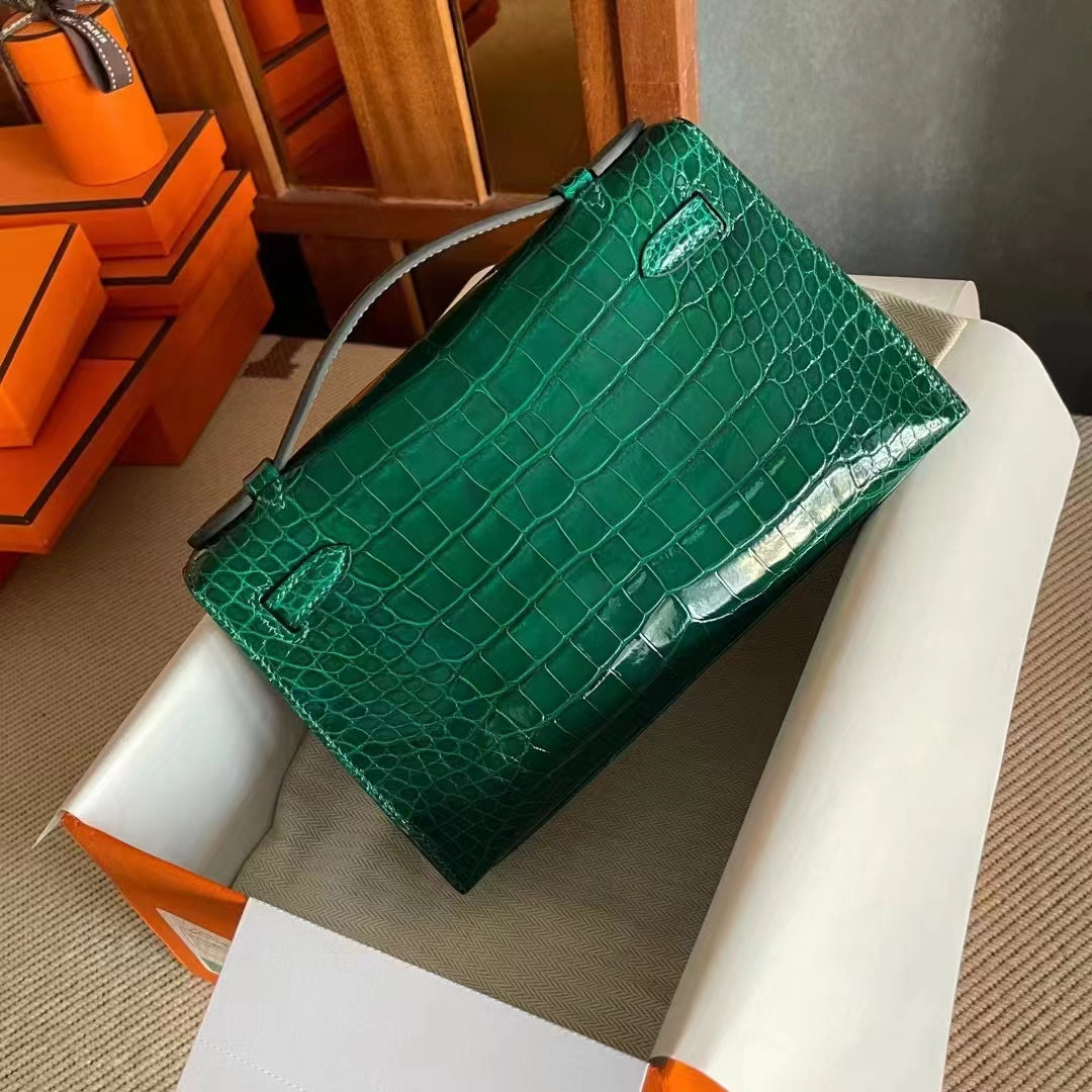 Imperial green crocodile leather