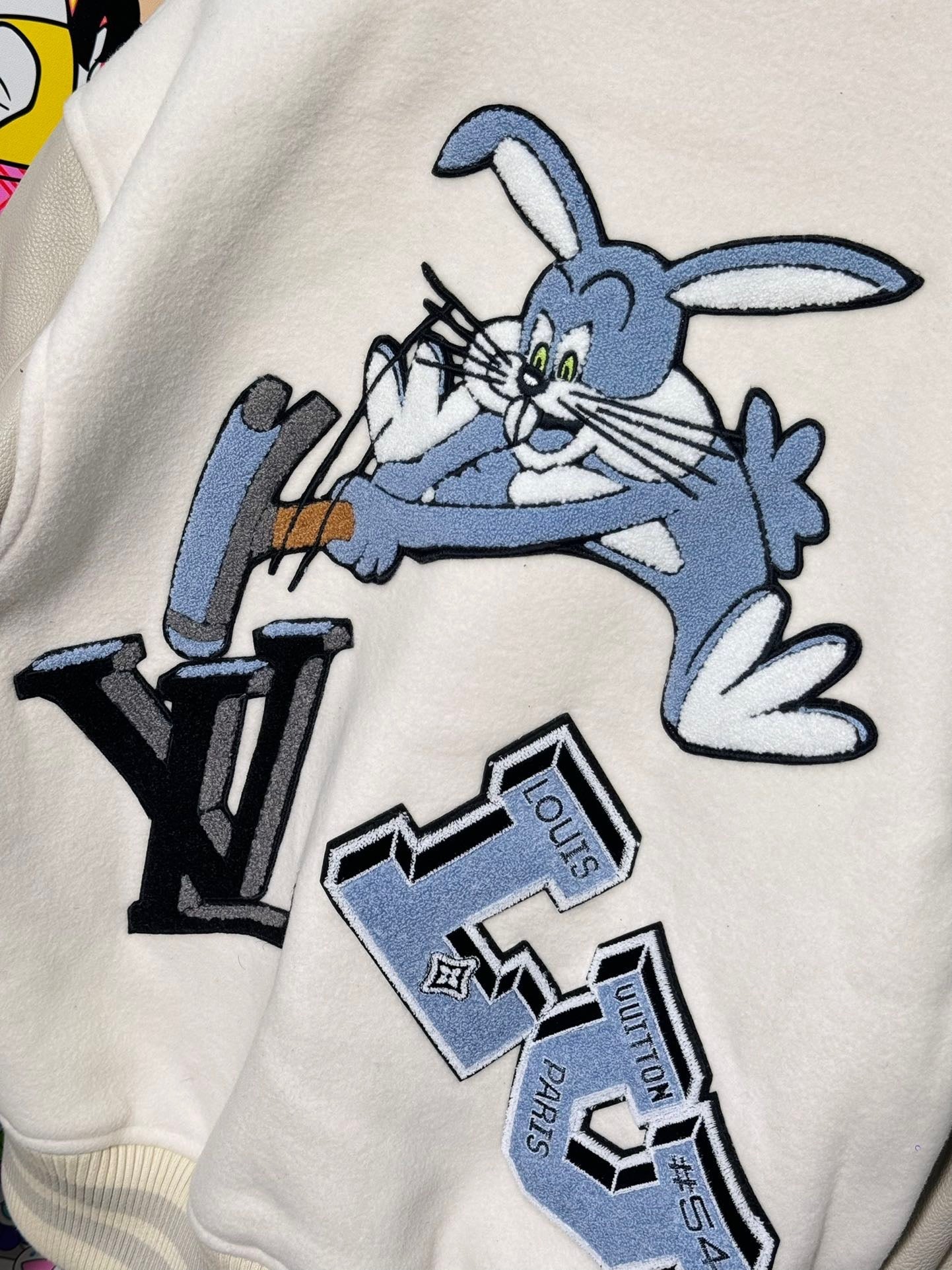 Heavy Industry Bugs Bunny Leather Embroidered Letter Jacket