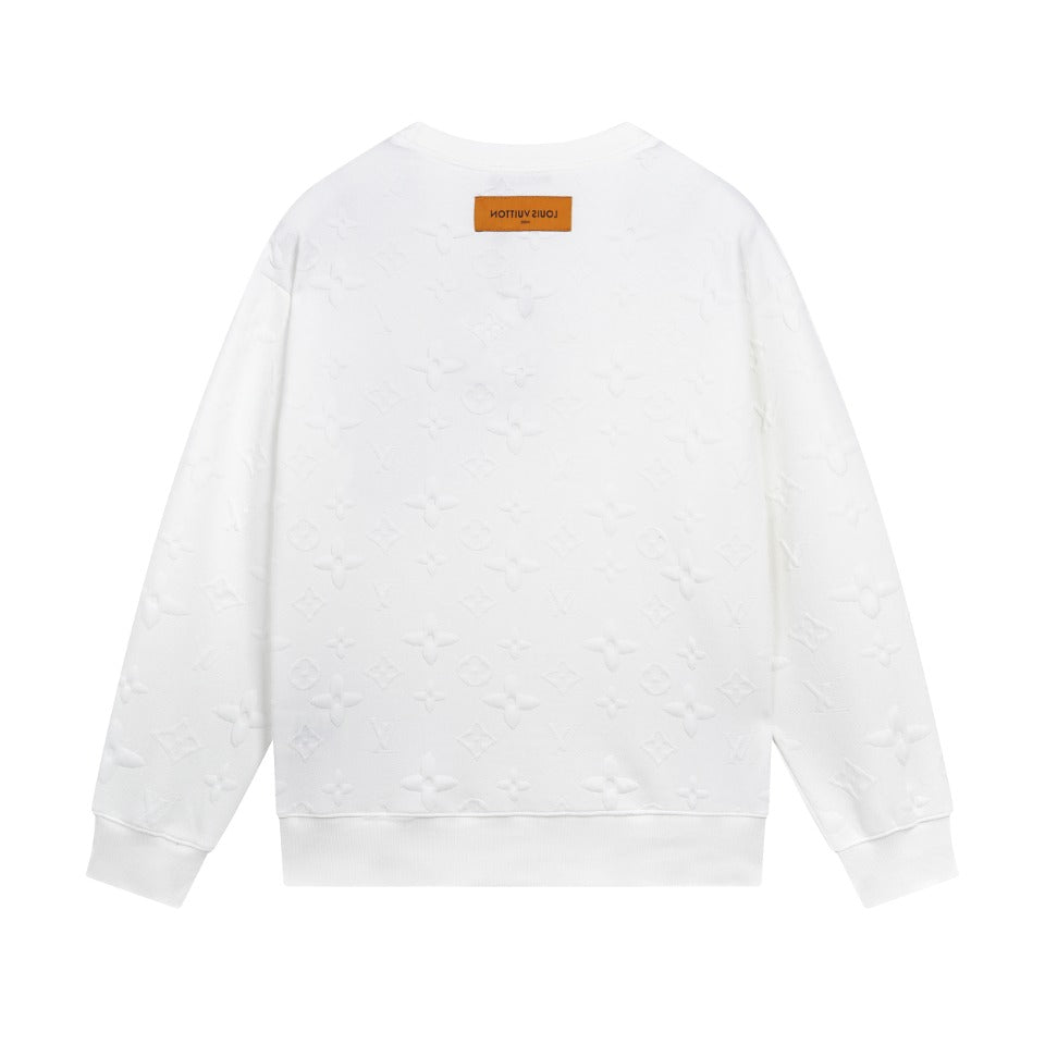 The master personally designed a new fashion brand with embossed monogram logo round neck sweatshirt