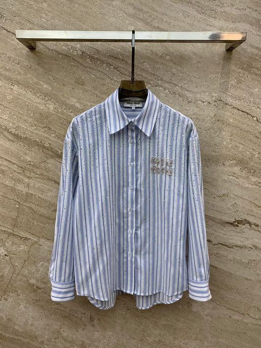 Gypsophila hot diamond striped long-sleeved shirt