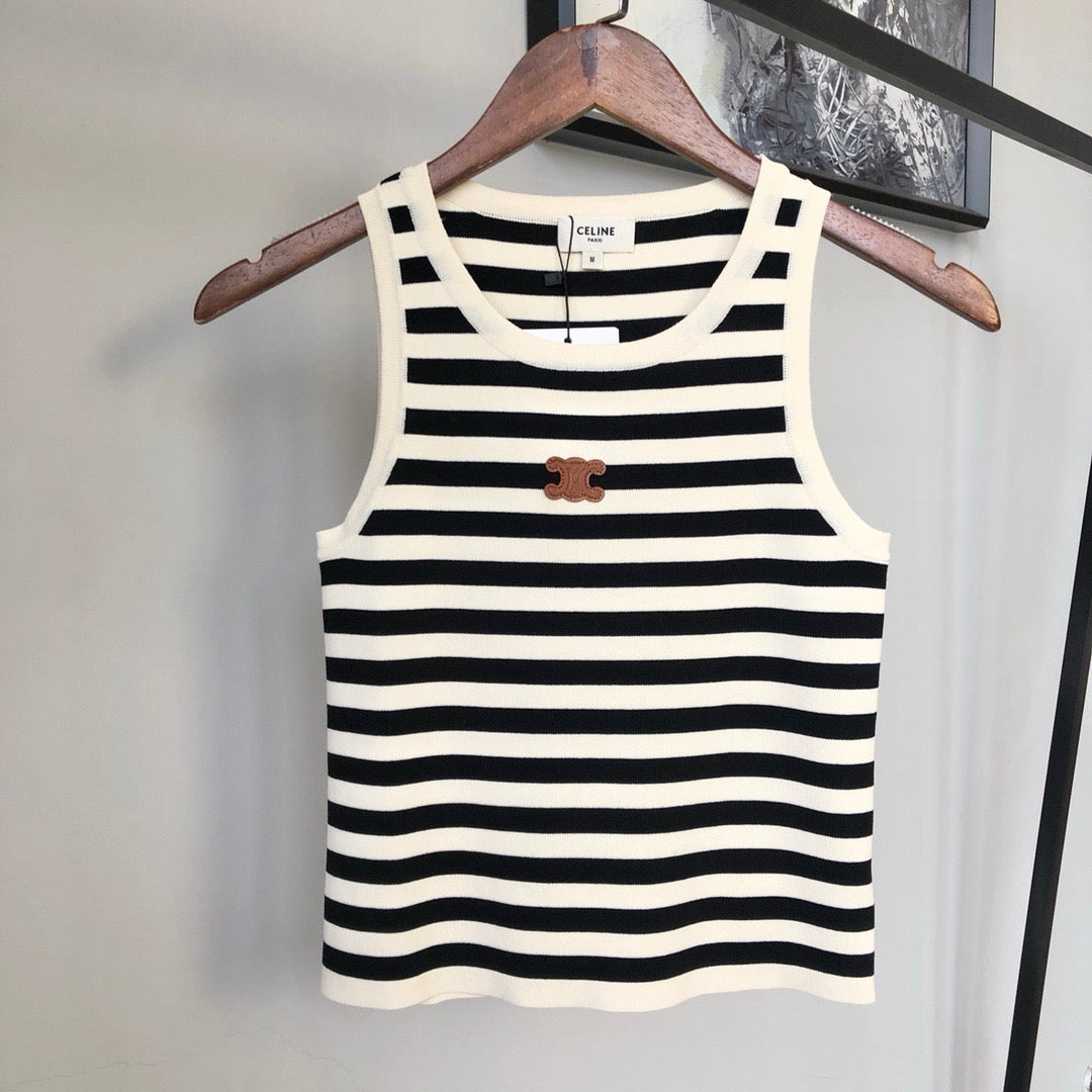 Black and white striped vest