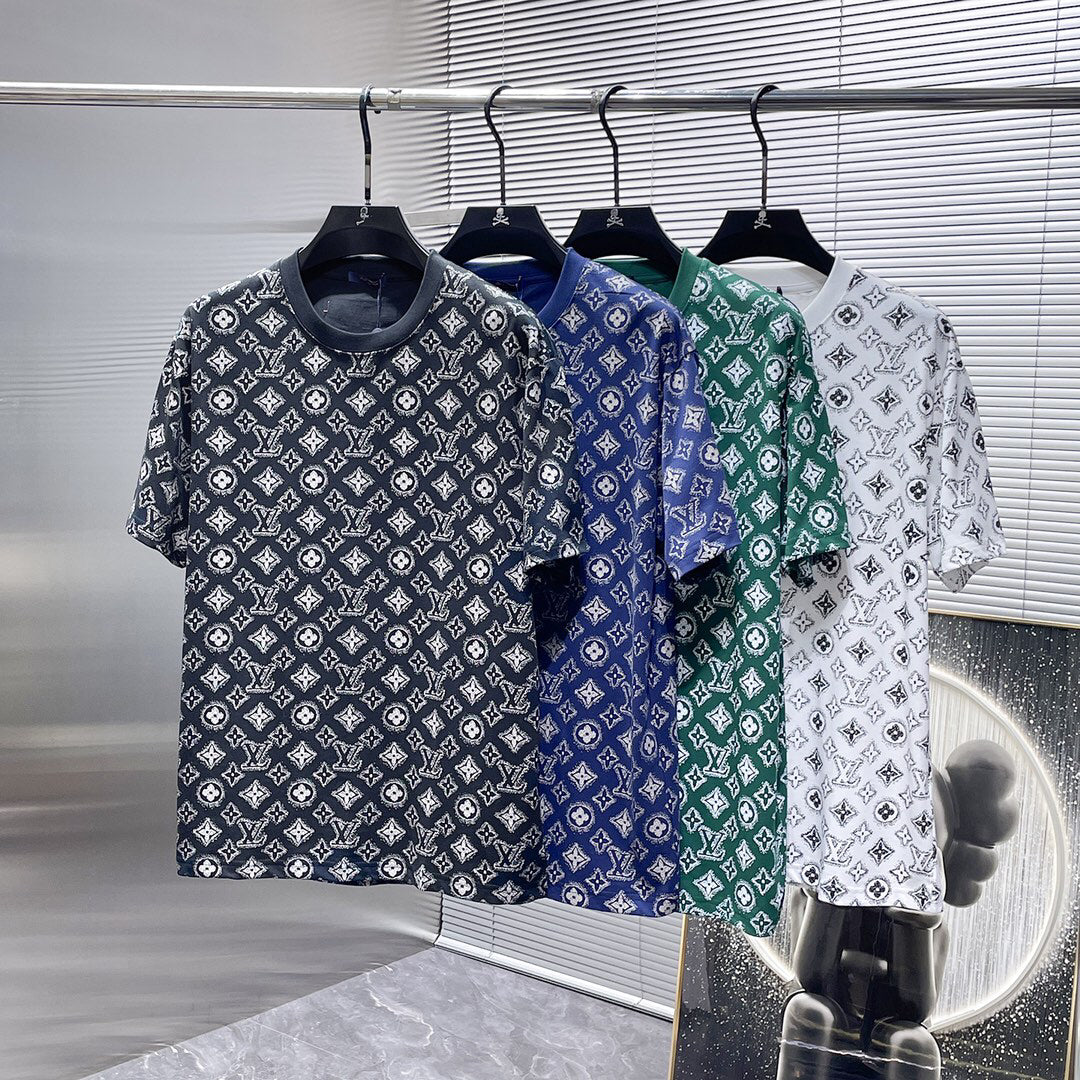 Presbyopia jacquard all over printed short sleeves