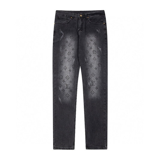 Washed monogram gradient print jeans