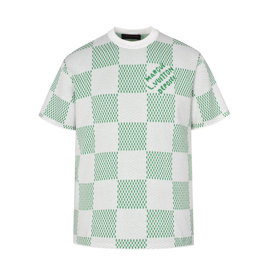 Green checkerboard woolen short sleeves