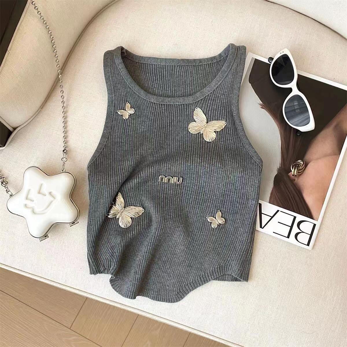 New beaded butterfly letter vest