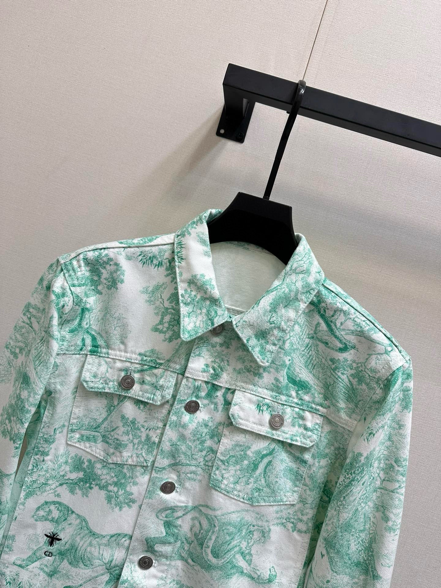 Mint Mambo Color Floral Jouy Animal Denim Jacket