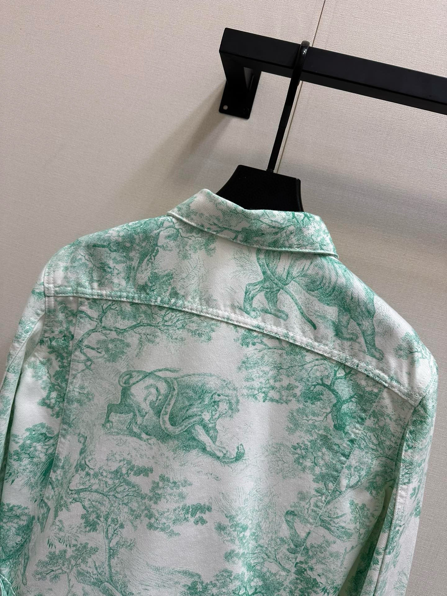 Mint Mambo Color Floral Jouy Animal Denim Jacket