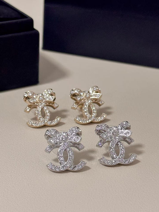 New bow diamond earrings