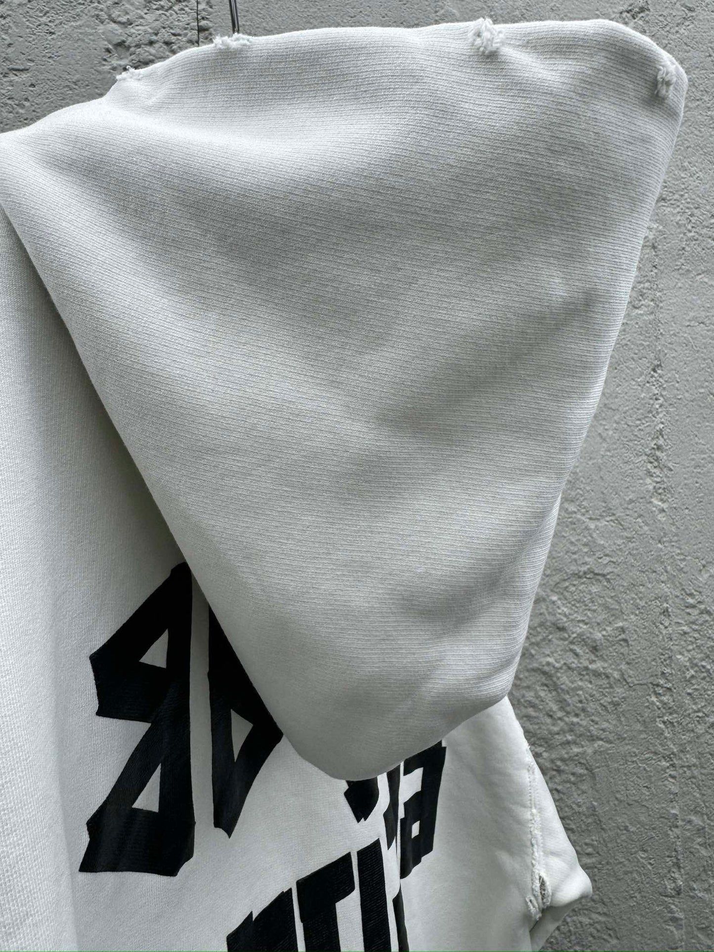 Masking tape letter print hooded sweatshirt