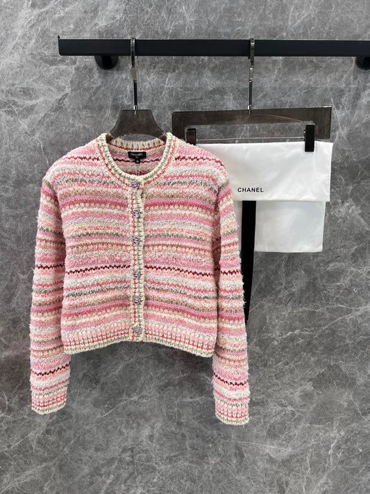 Colorblock Striped Knit Jacket