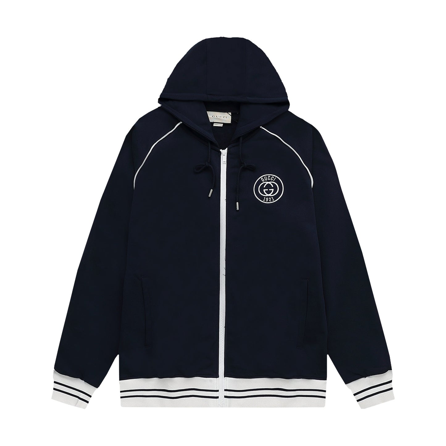 New embroidered  letter logo couple style zipper hooded jacket