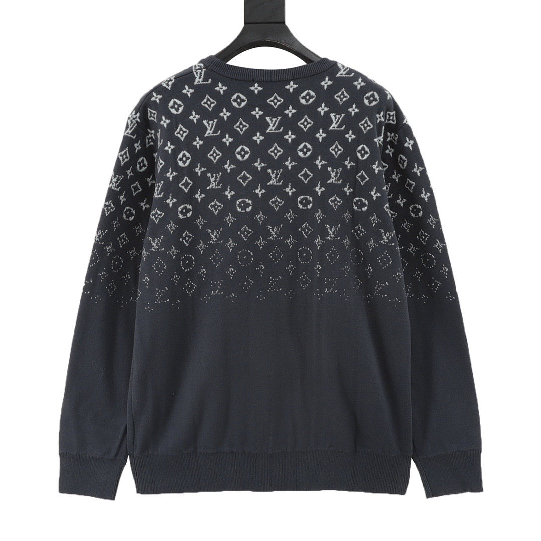 Starry sky gradient full print round neck sweater