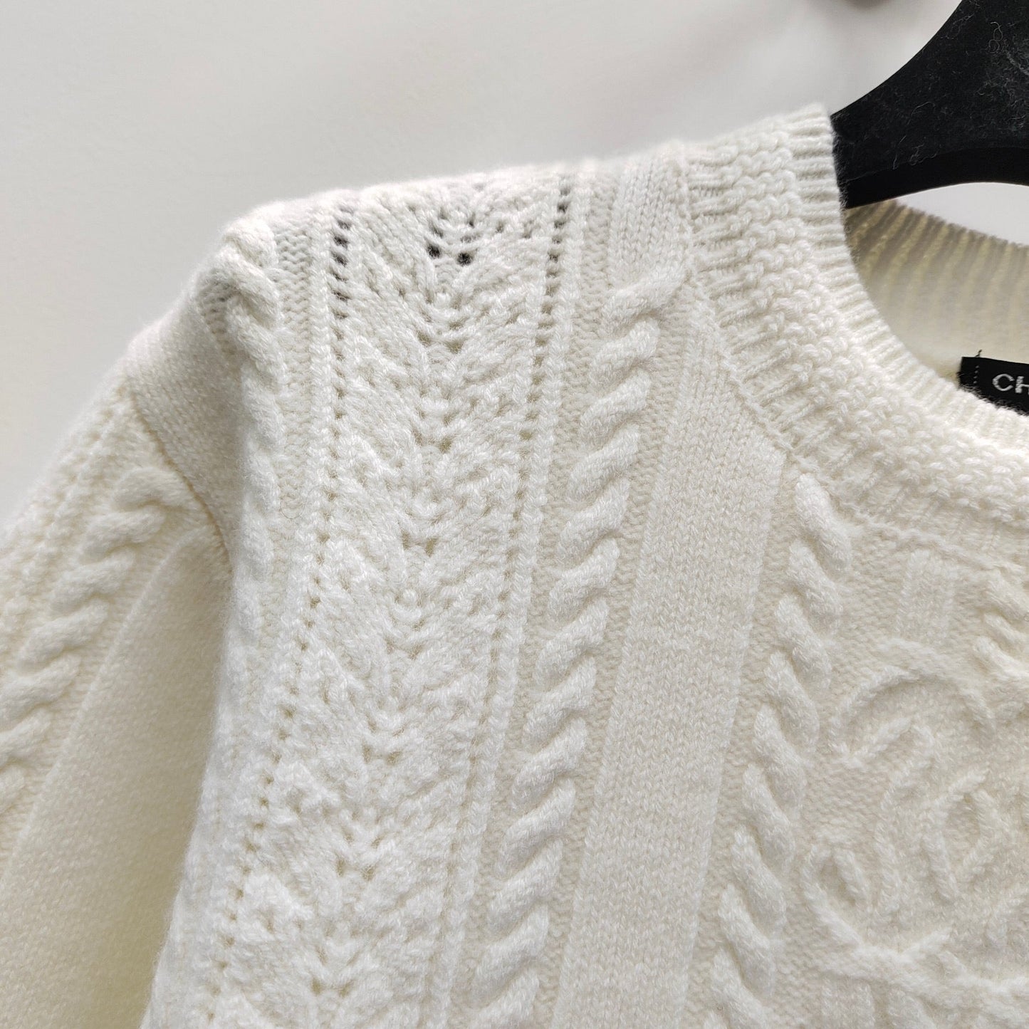 Palace style lace long sleeve cable knit sweater