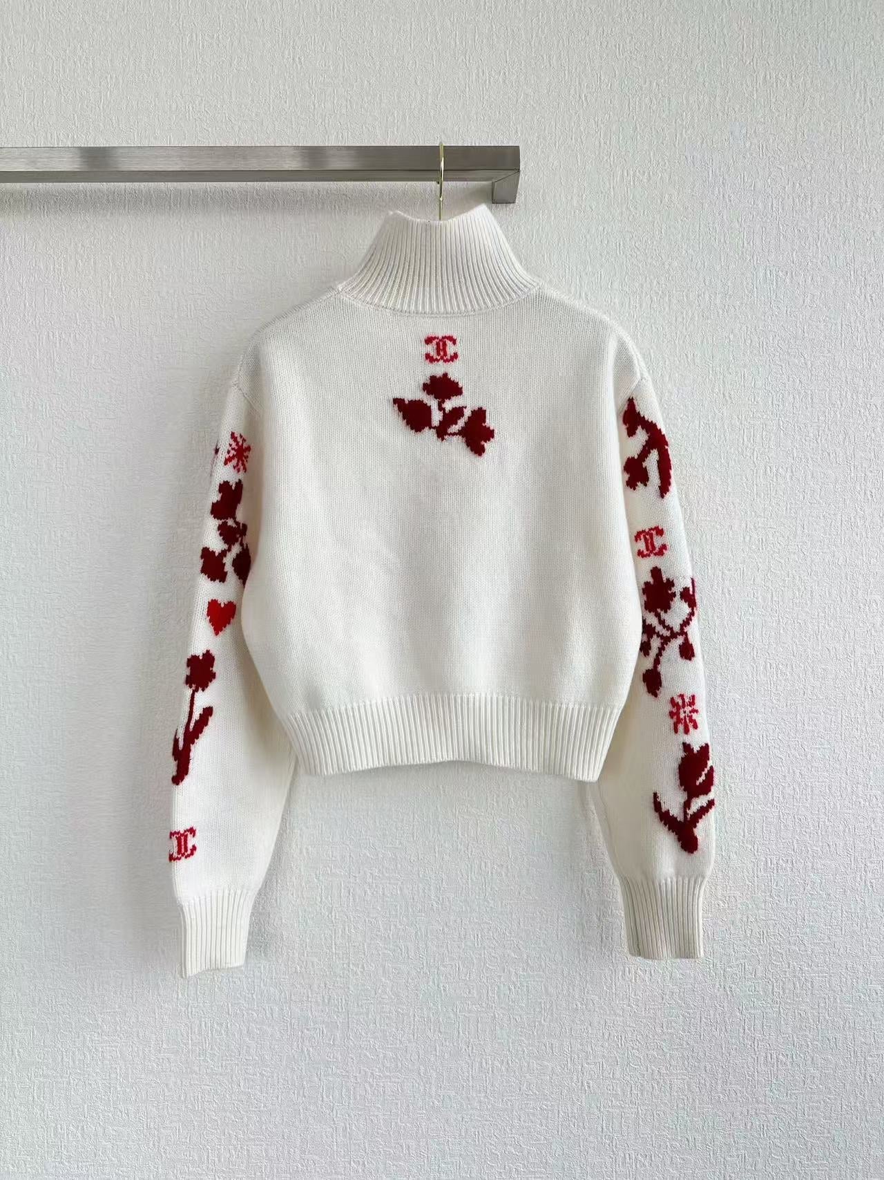 High collar political cropped sweater