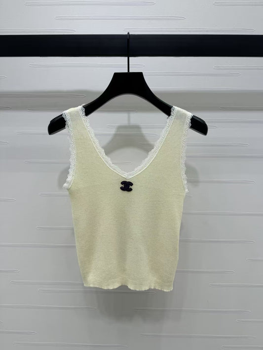 lace trim knitted camisole