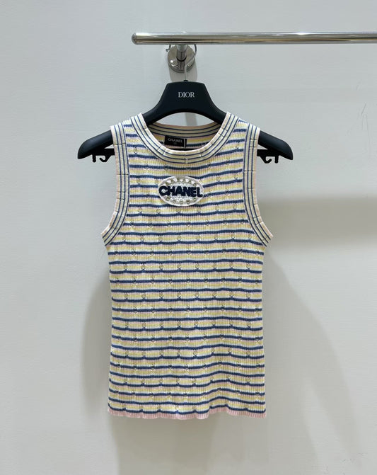 striped sleeveless vest