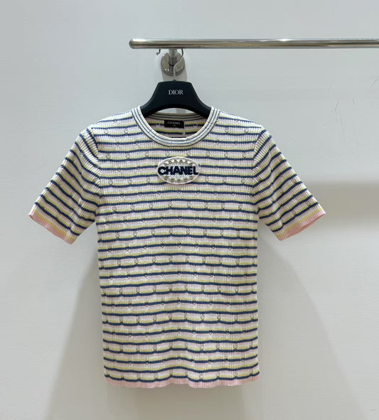 Striped round neck short sleeves