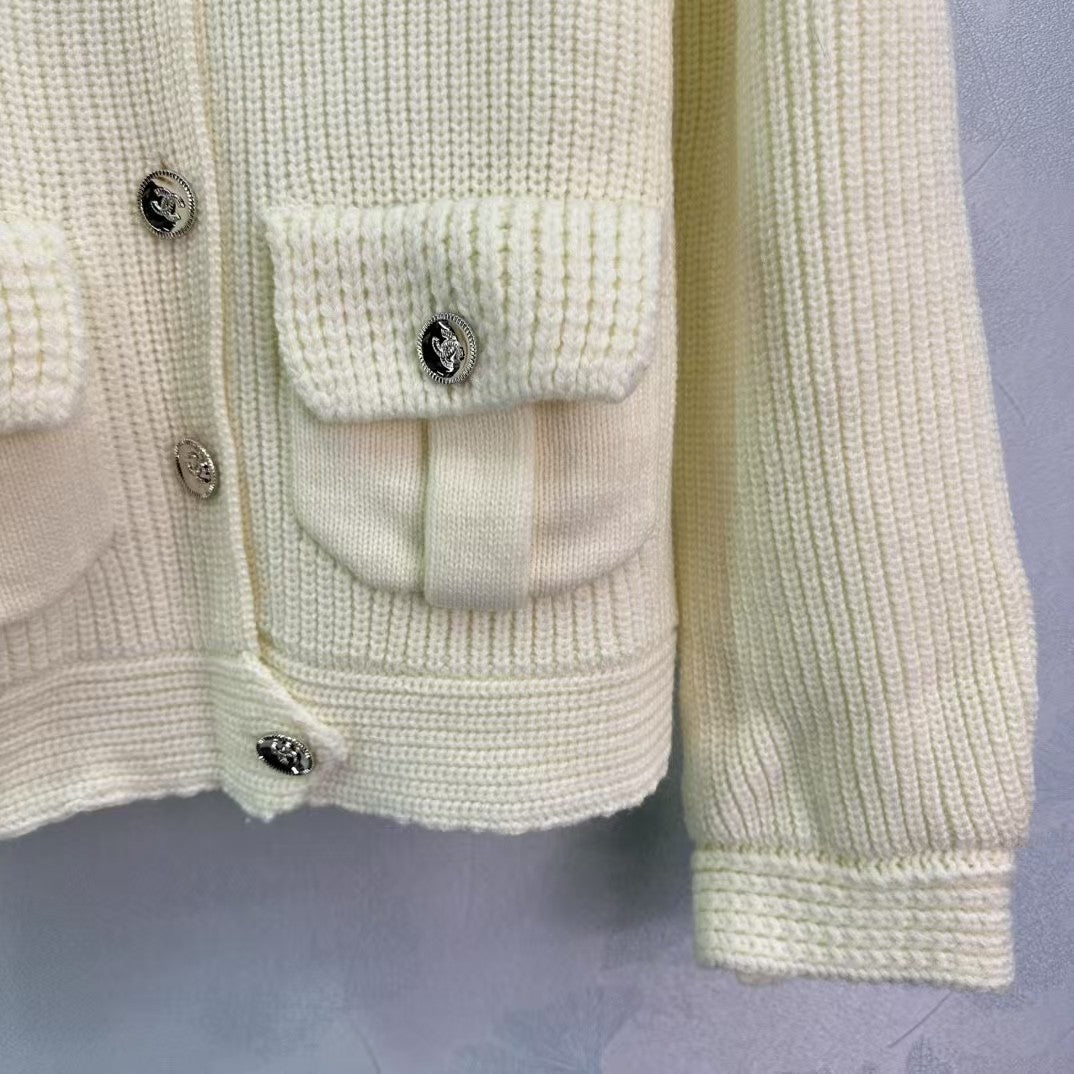 Autumn and winter lapel simple lazy thick knitted cardigan