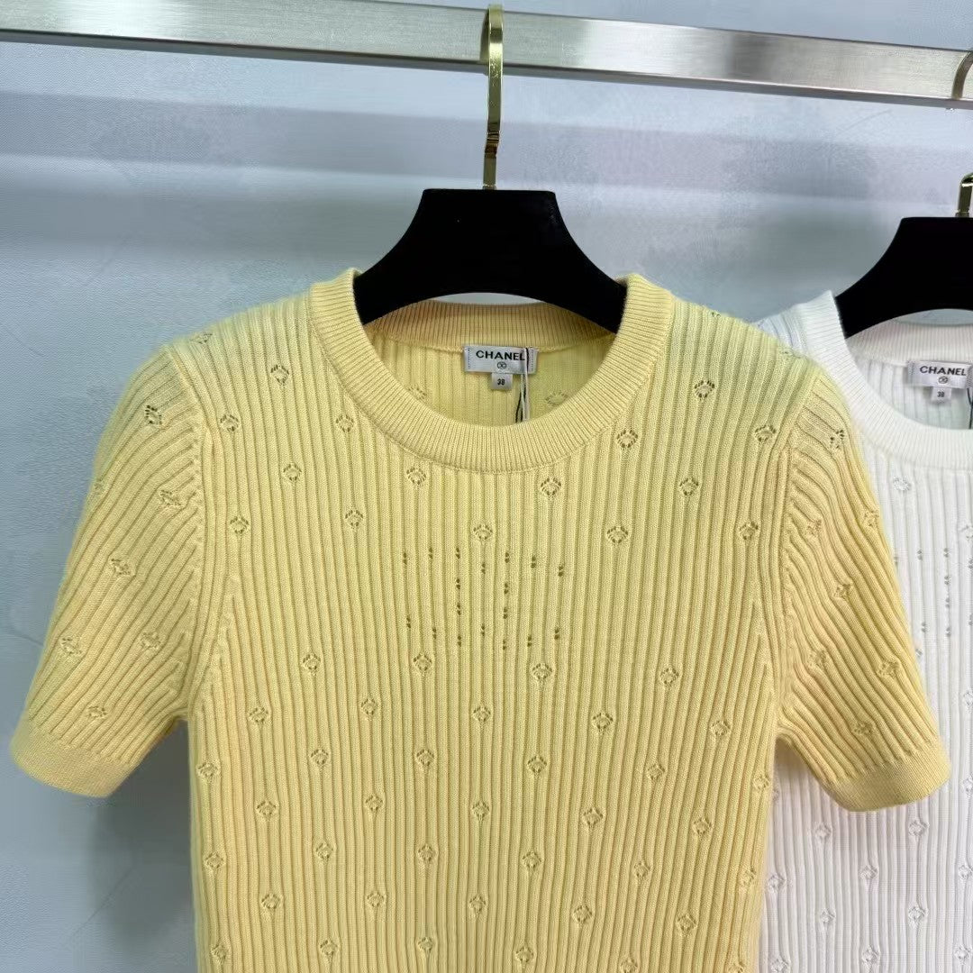 New knitted round neck short sleeves in early spring