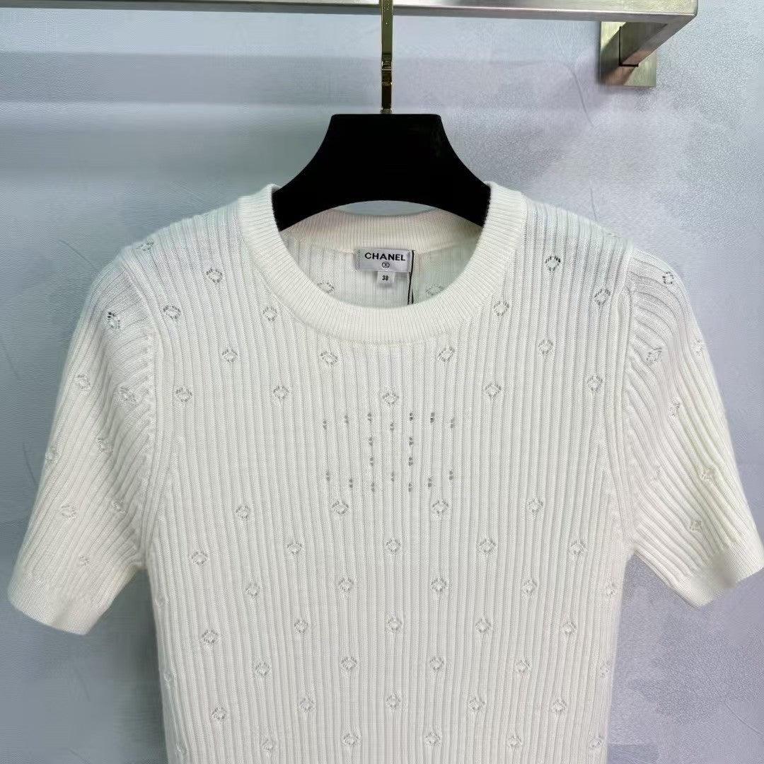 New knitted round neck short sleeves in early spring