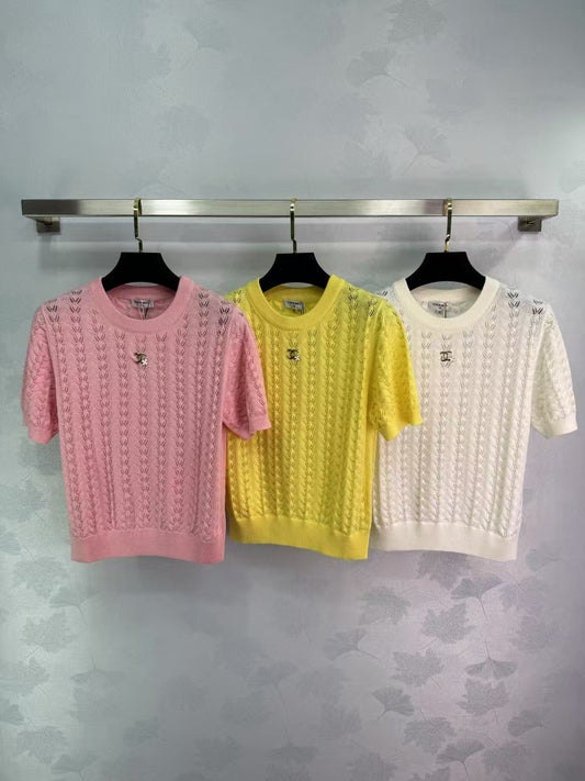 New spring and summer knitted short sleeves