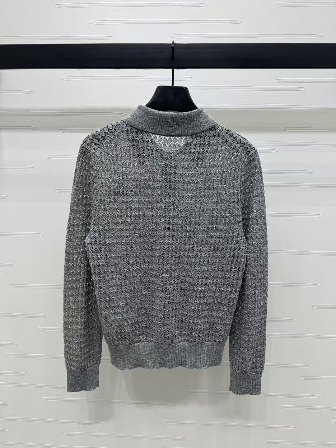 Hollow polo knit long sleeves