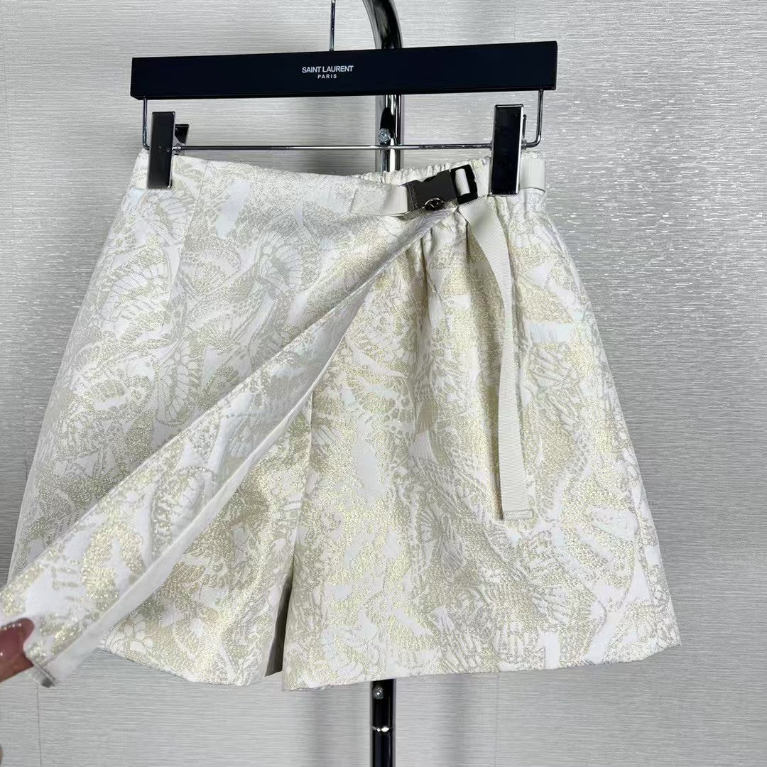 25SS Gold Butterfly Elastic Waist Skirt