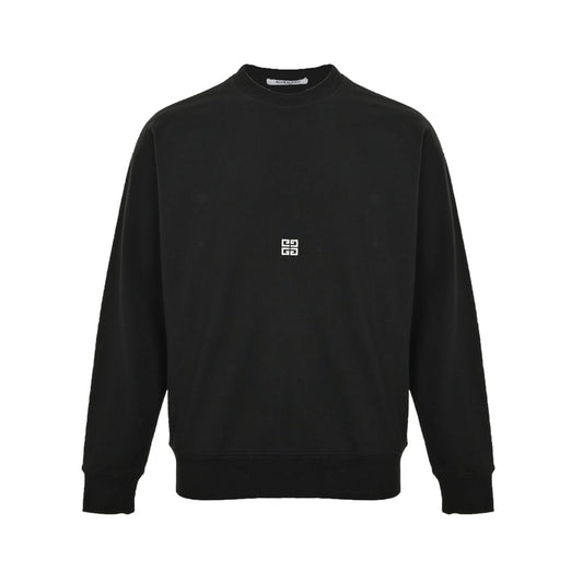 Round neck sweatshirt with embroidered letter logo on front and back