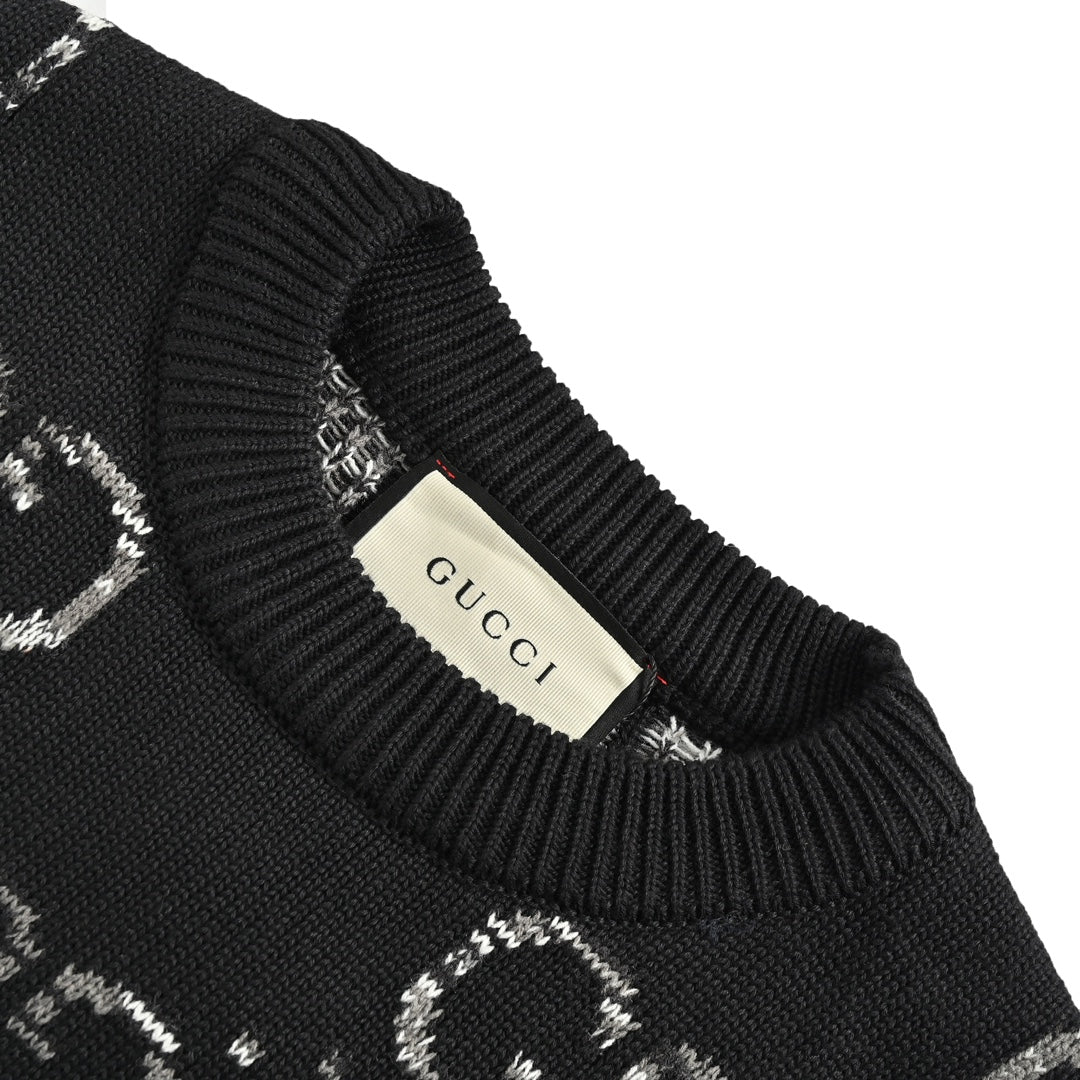 Gradient all-over jacquard logo crew neck sweater