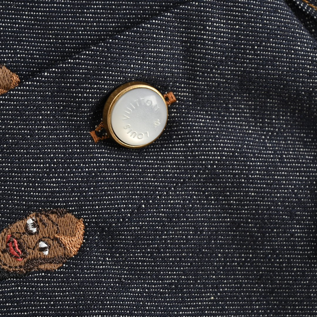 Fully embroidered presbyopic denim jacket