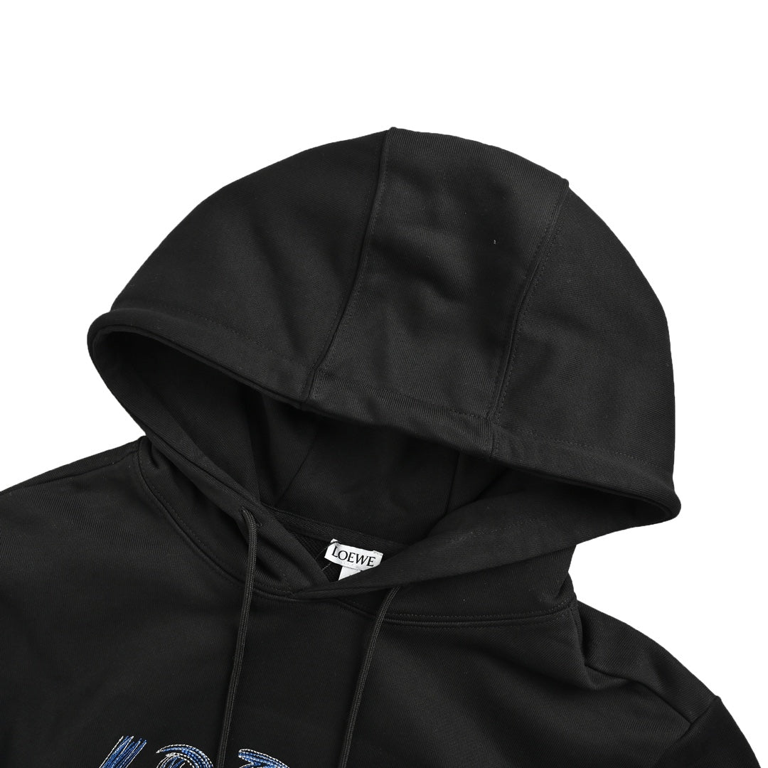 Line logo embroidered hooded sweatshirt