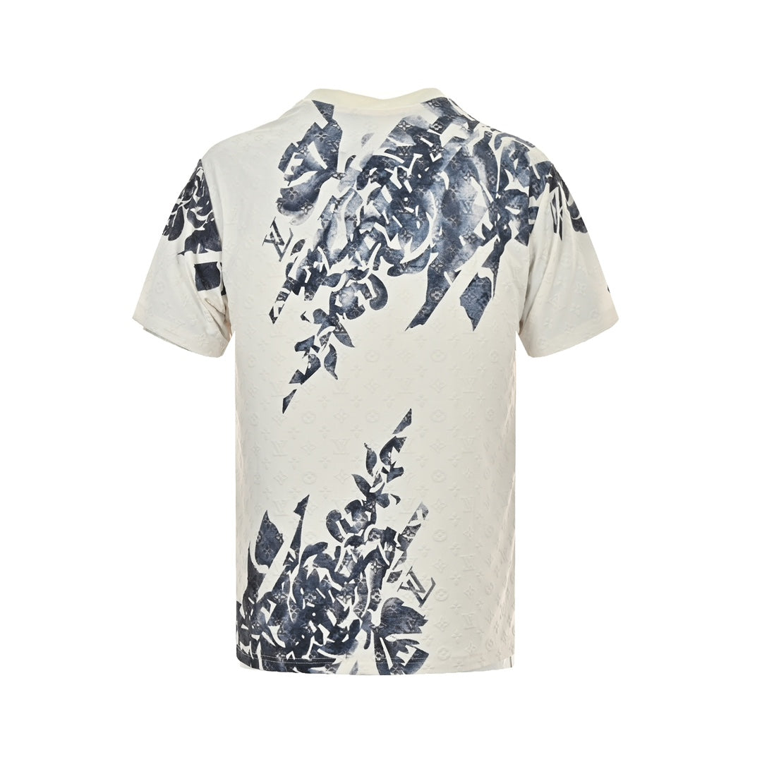 Floral ink jacquard graffiti T-shirt