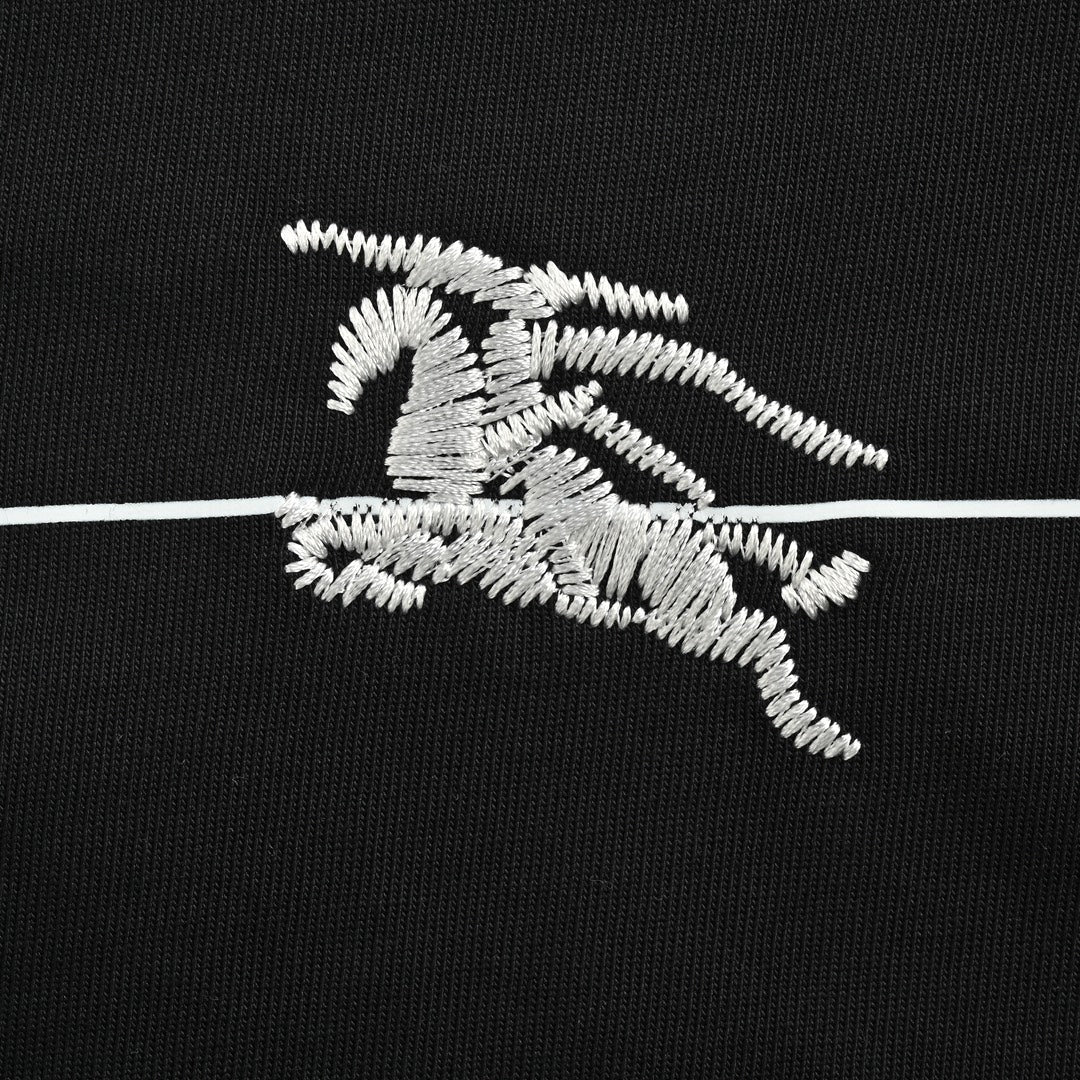 Striped and horse logo embroidered short sleeves